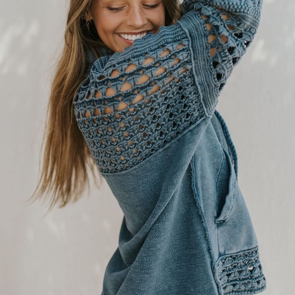 NWT FREE PEOPLE dune big oversized jacket in overboard blue size L-XXL - Picture 6 of 16